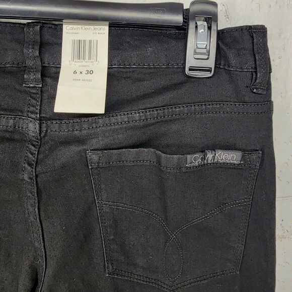 Calvin Klein Black Denim Straight Leg Power Stretch Jeans Size 6 NWT *Flaw* - Picture 7 of 10